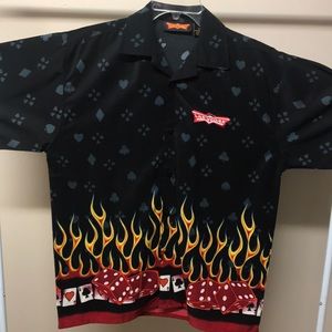 Men’s bowling shirt sz medium cards, dice, flames